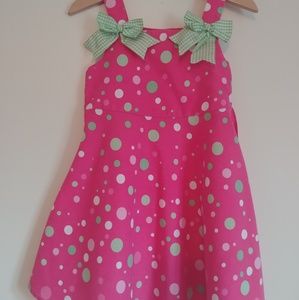 Pink & green polka dot dress